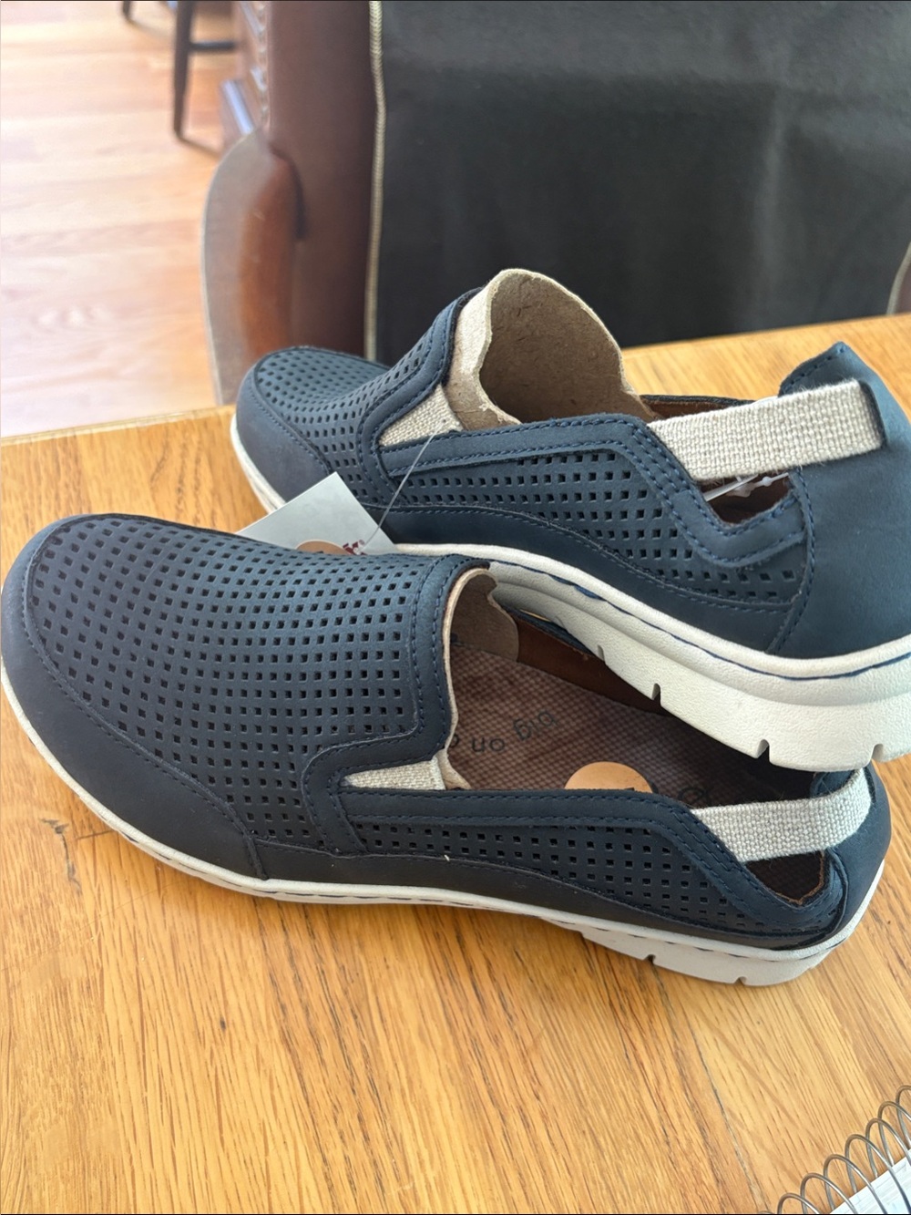 boc Navy Perforated Slip-On Flats